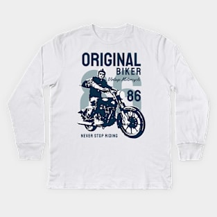 Original biker authentic vintage roller road hustle adventure Kids Long Sleeve T-Shirt